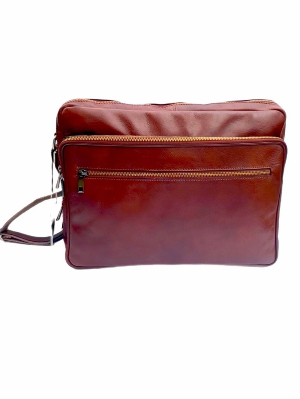 🆕 NWT Old Angler Firenze Cognac Leather Briefcase/Messenger Bag